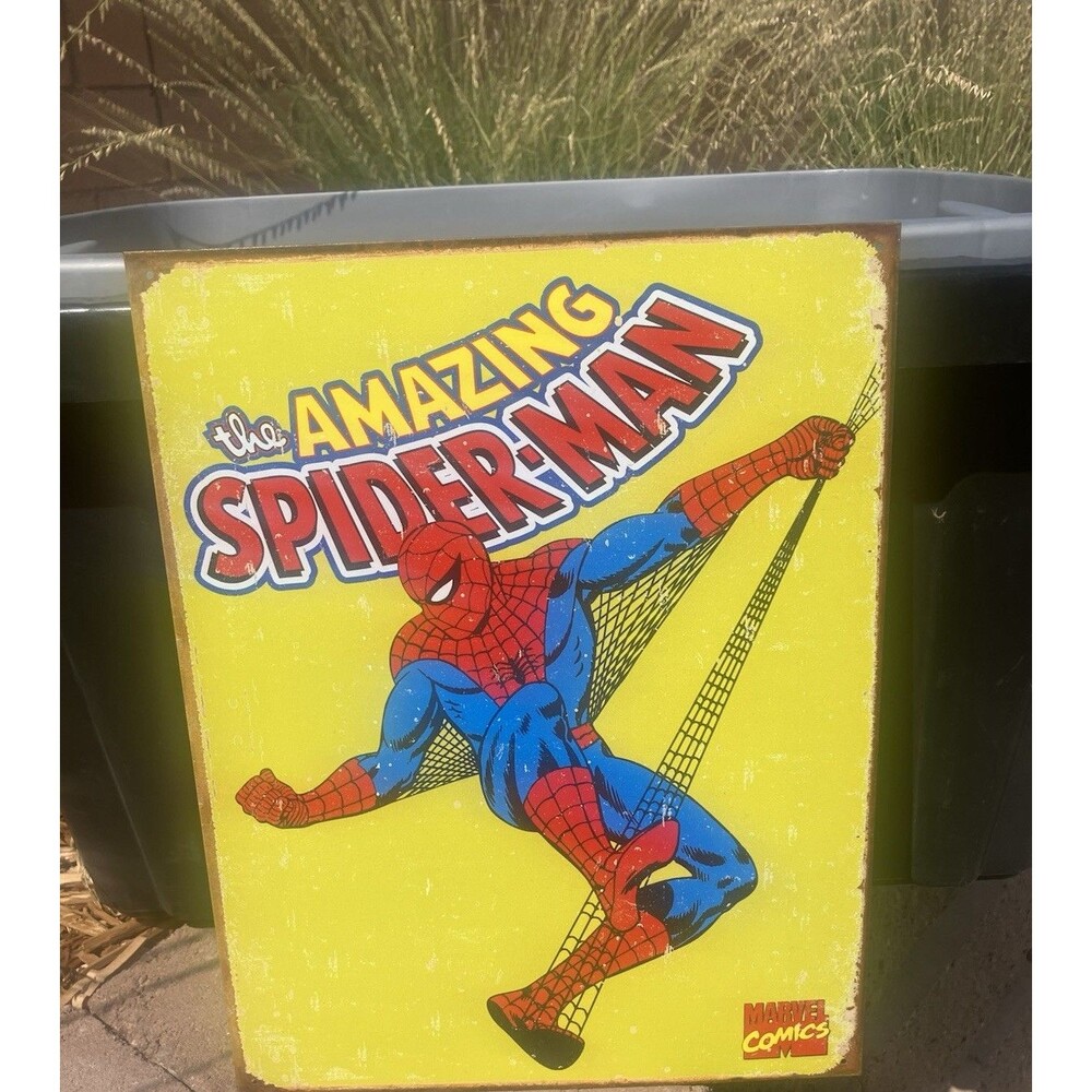 Marvel The Amazing Spider-Retro Metal Tin Sign 16”x12” 2007 Desperate Ent